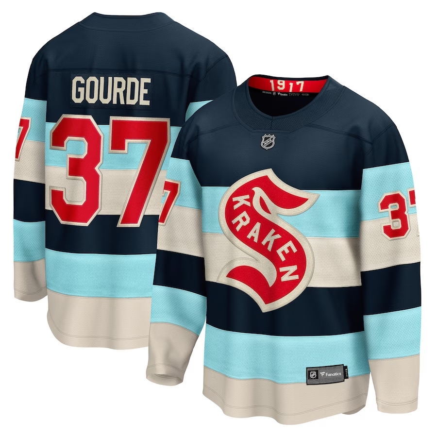 Men's Seattle Kraken Yanni Gourde #37 Deep Sea Blue 2024 NHL Winter Classic Breakaway Jersey